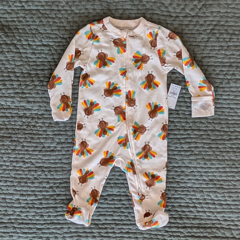 Old Navy Kids Turkey Print Footie - Cream